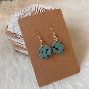 Blue Black Speckled Round Earrings